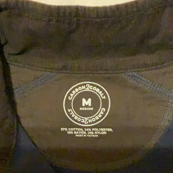 Men’s Navy Button Plaque Henley with Topstitching and  Brown Corduroy Trim - Picture 10 of 10